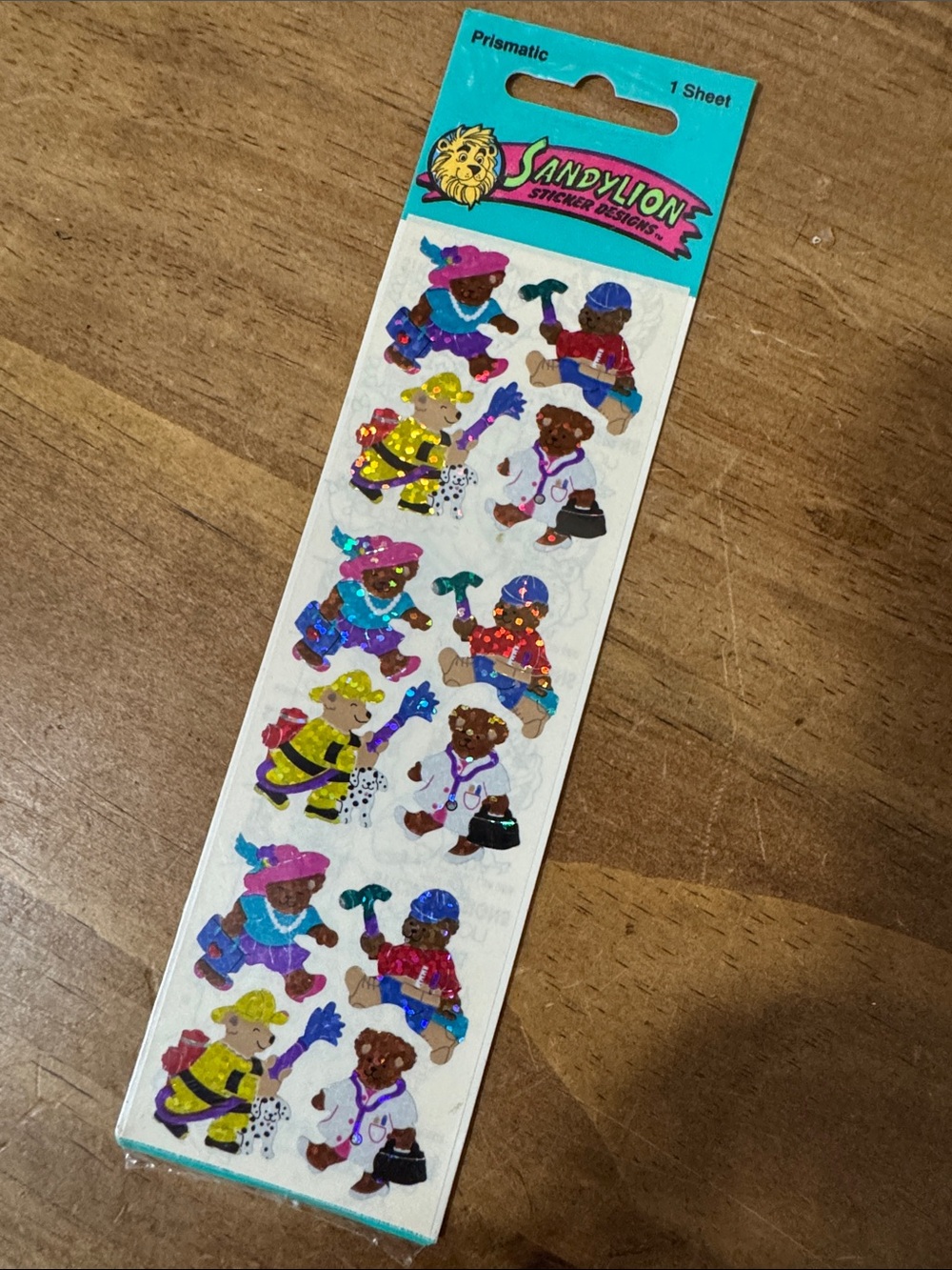 Sandylion Prismatic Glitter Bears Stickers 1 pack Sealed Pack - Vintage